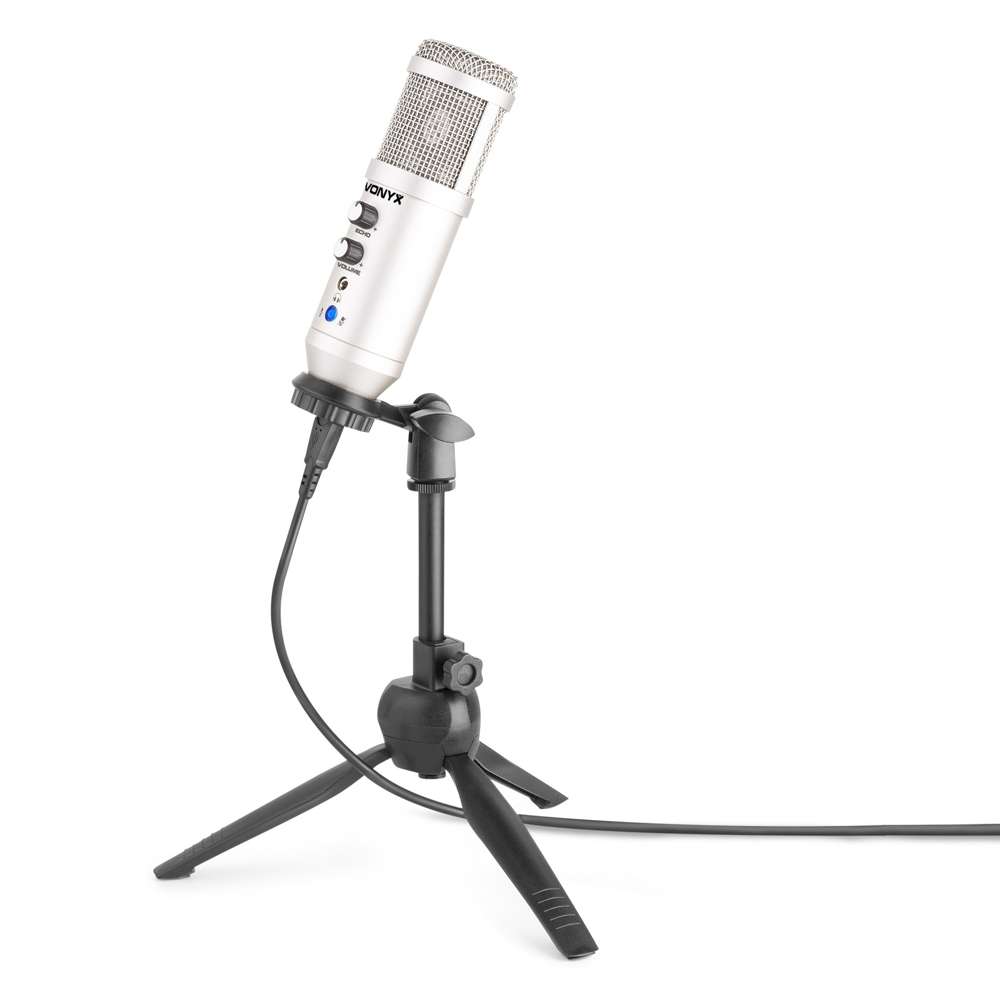 Vonyx CM320S Mikrofon studyjny USB ze statywem stołowym - tytanowy