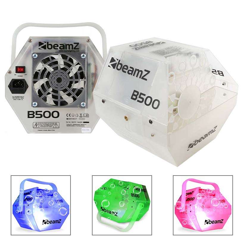 Zestaw: Wytwornica baniek LED RGB B500 BeamZ+ płyn do baniek 1l